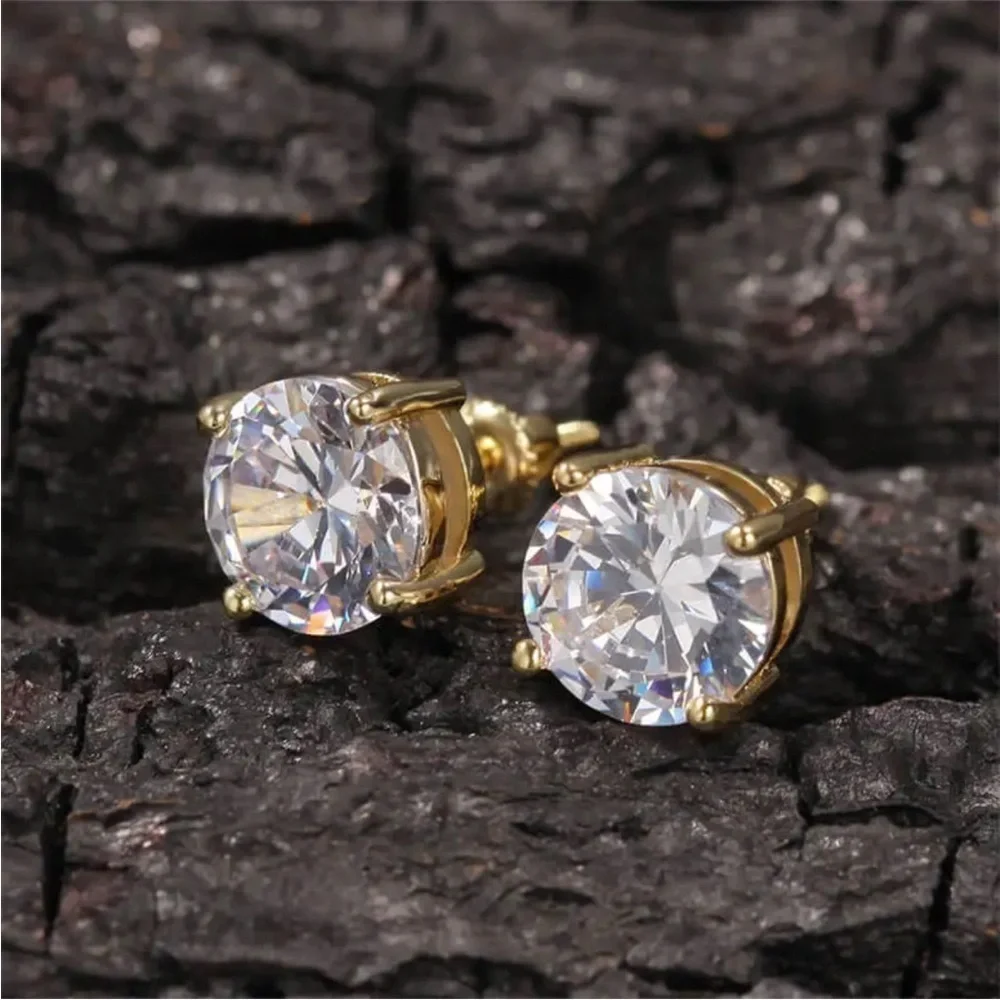 8MM Round Zircon Diamond 925 Silver Ear Stud
